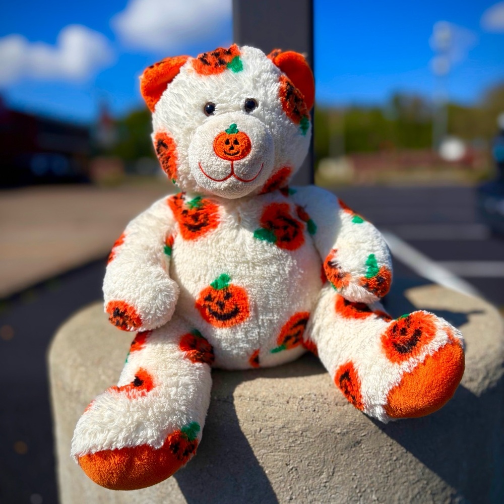 Pumpkin Pattern Plush Teddy Bear - image 1